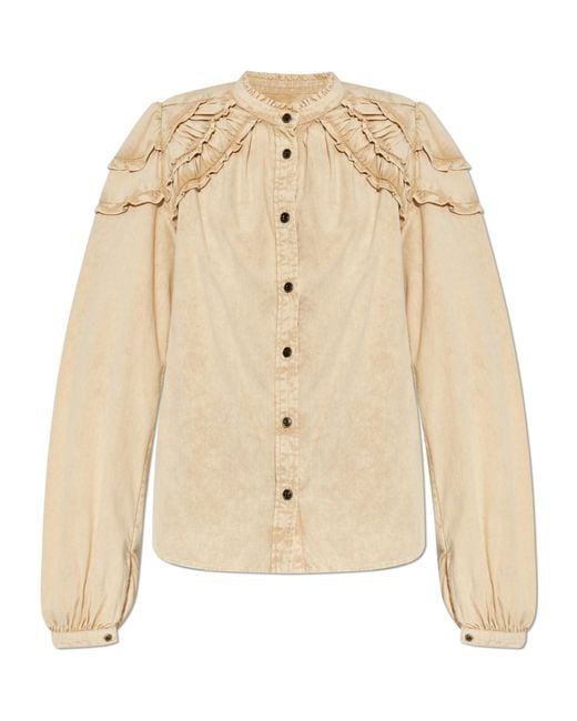 Isabel Marant Natural Ruffled Cotton Shirt