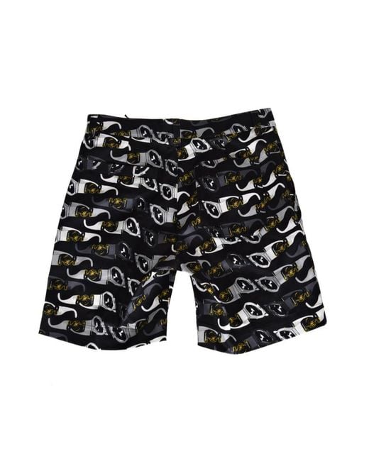 Versace Black Printed Logo Shorts for men