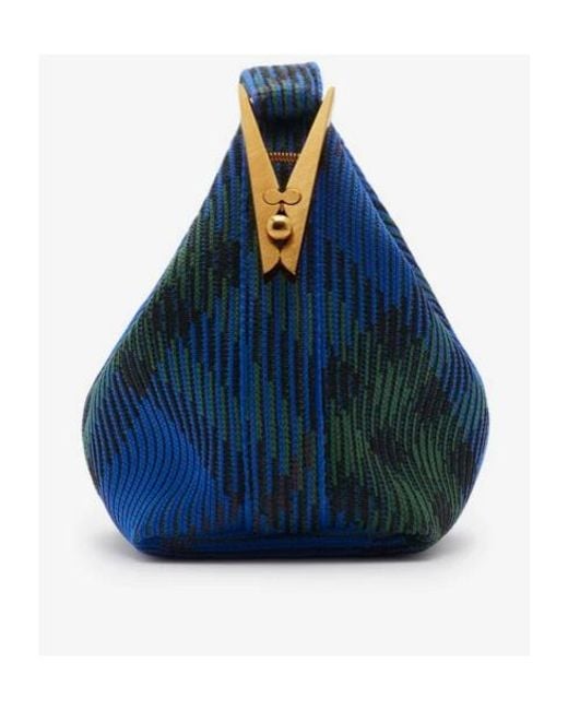 Burberry Blue Peg Checked Tote Bag