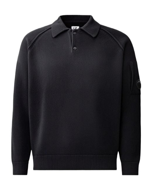C P Company Blue Lens-Detail Polo Shirt for men