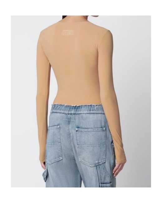 MM6 by Maison Margiela Natural Long-Sleeve Bodysuit