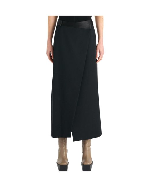 Jonathan Simkhai Black Satin-Belt Wrap Midi Skirt