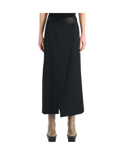 Jonathan Simkhai Black Satin-Belt Wrap Midi Skirt