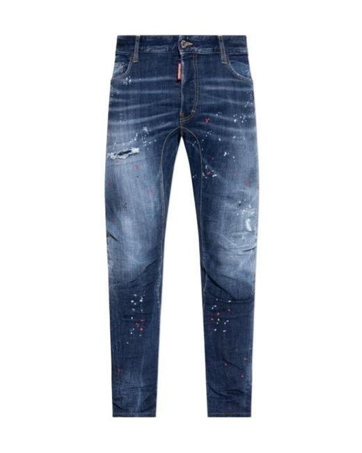 DSquared² Blue Distressed Biker Jeans for men