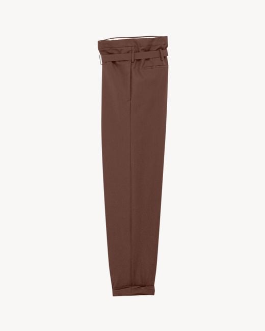 Saint Laurent Brown Pantalon Paperbag En Mohair Et Laine for men