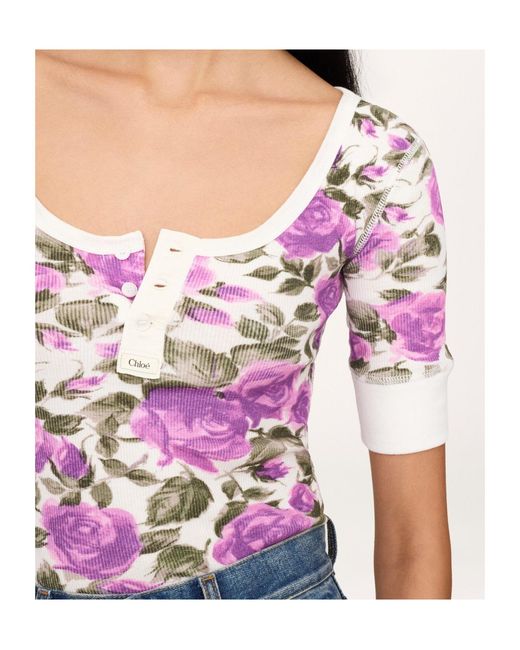 Chloé Pink Chloé All-Over Floral Print Top