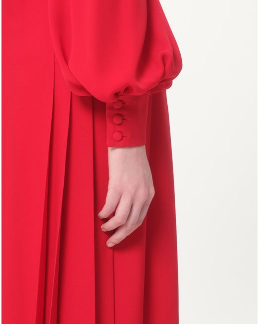 Valentino Gathered Long-Sleeved Georgette Gown