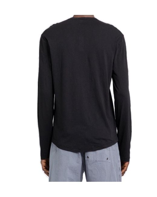 James Perse Black Shirttail Hem Crewneck T-Shirt for men
