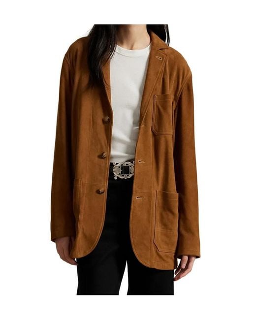 Polo Ralph Lauren Brown Suede Three-Button Jacket
