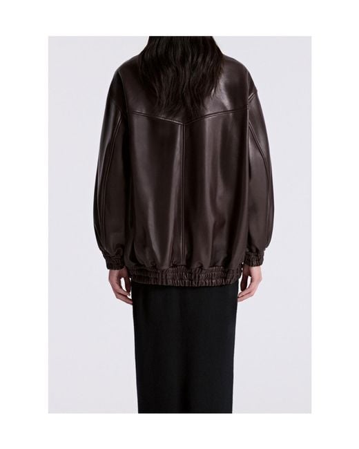 Nour Hammour Black Long-Sleeved Leather Jacket
