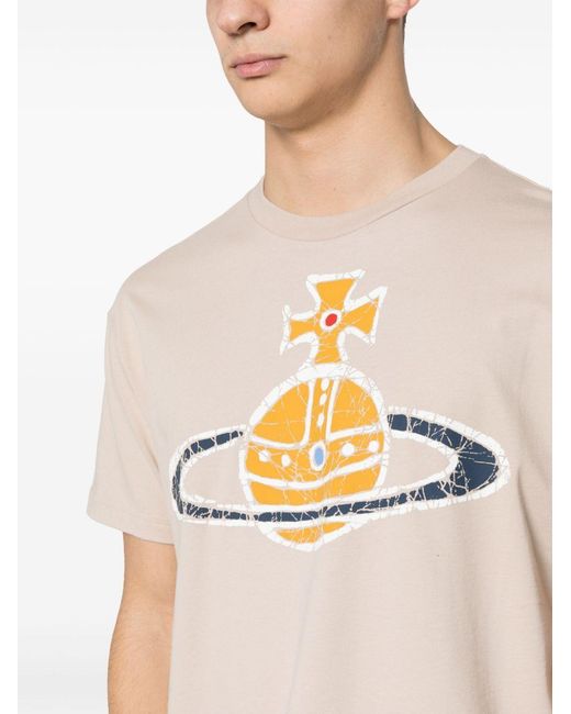 Vivienne Westwood White Orb Printed Crewneck T-Shirt for men