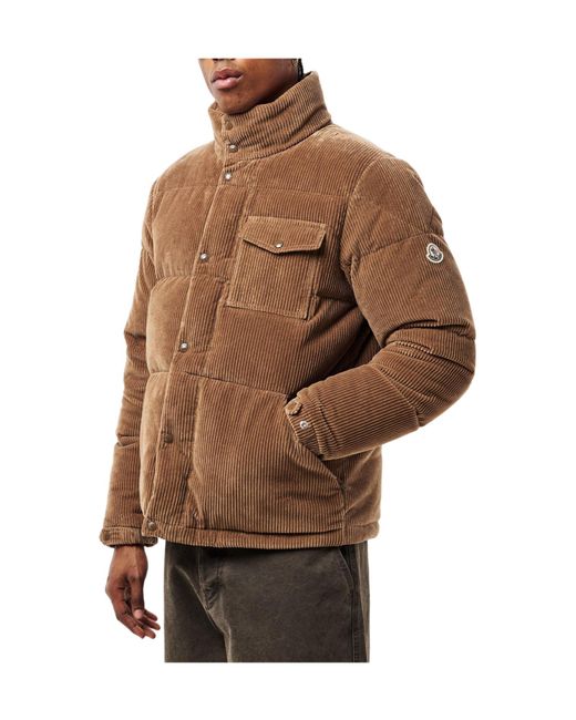 Moncler Brown Corduroy Quilted Down Jacket for men