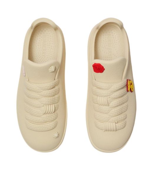 Burberry Natural Bubble Flower Embellished Lace-Up Sneakers