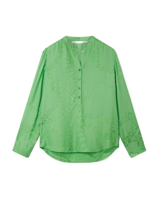 Stella McCartney Green Logo Long-Sleeved Blouse