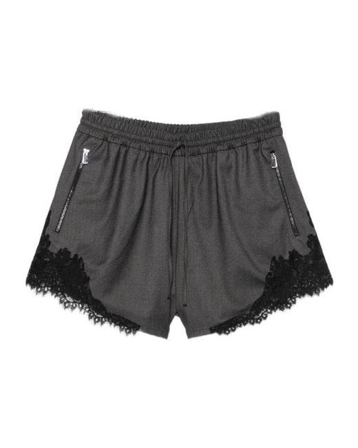 Pinko Gray Lace-Trim Drawstring Short