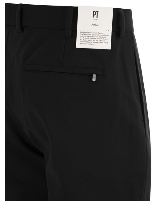 PT01 Black Pt Torino Pleated Tailored Trousers for men