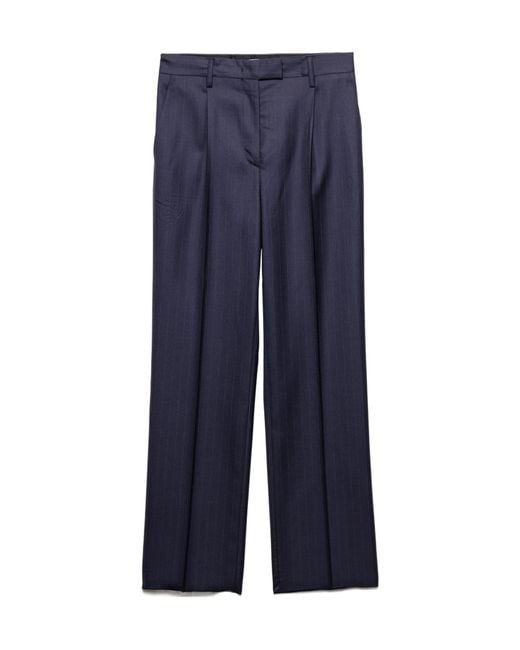 Prada Blue Pinstriped Straight-Leg Pants