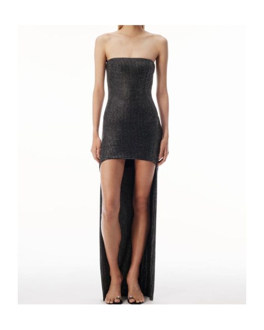 Alexander Wang Black Crystal-Embellished High-Low Asymmetric Dress