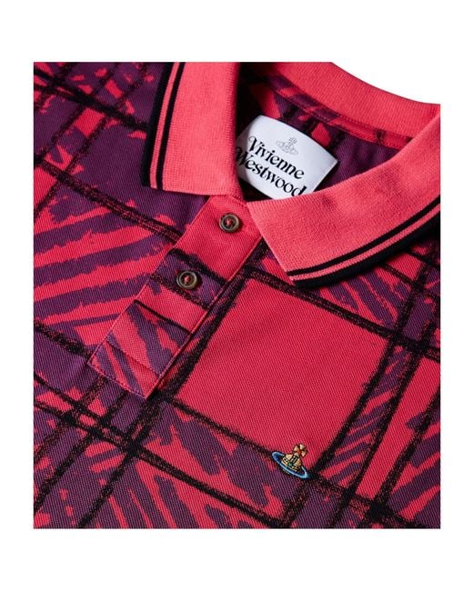 Vivienne Westwood Red Printed Short-Sleeve Polo Shirt for men