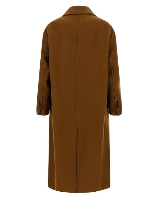 AMI Brown Ami Double-Breasted Mid-Length Coat for men