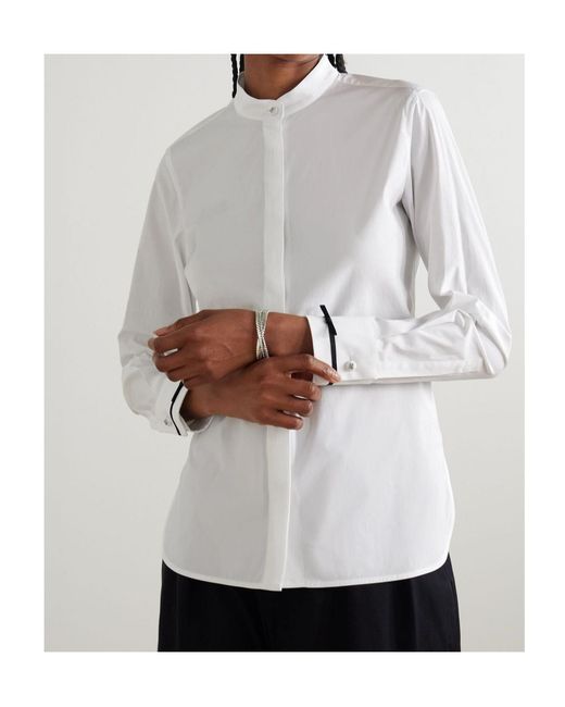 Max Mara White Otranto Piped-Trim Shirt