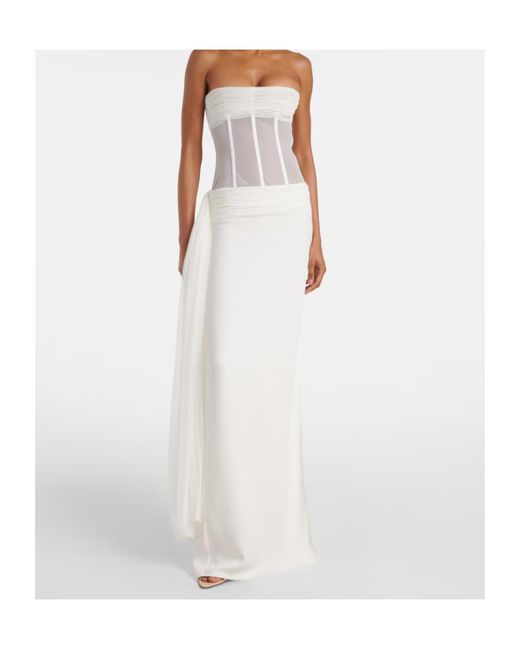 Christopher Esber White Bridal Veiled Corset Dress