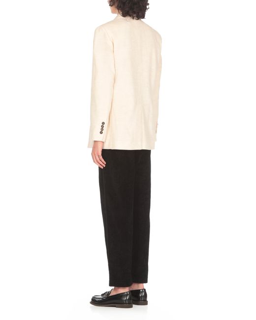 Brunello Cucinelli Natural Corduroy Double-Breasted Blazer