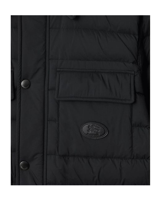 Burberry Black Logo Patch Quilted Padded Overshirt for men