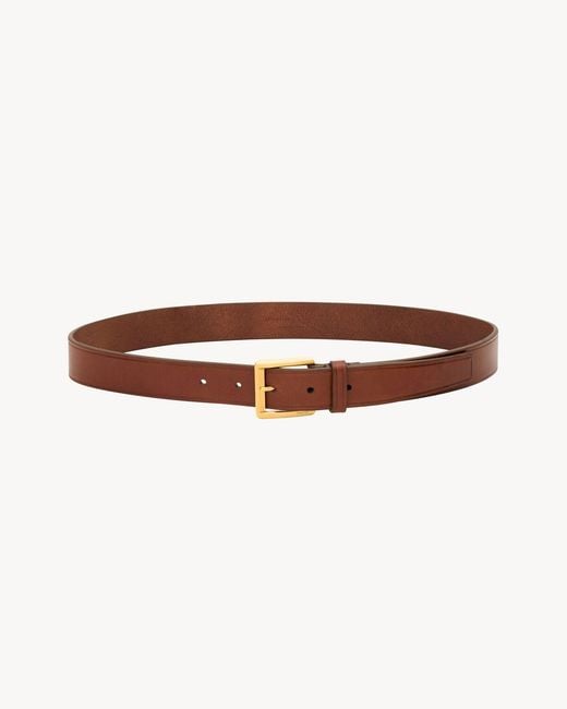 Saint Laurent White Rectangular Buckle Belt
