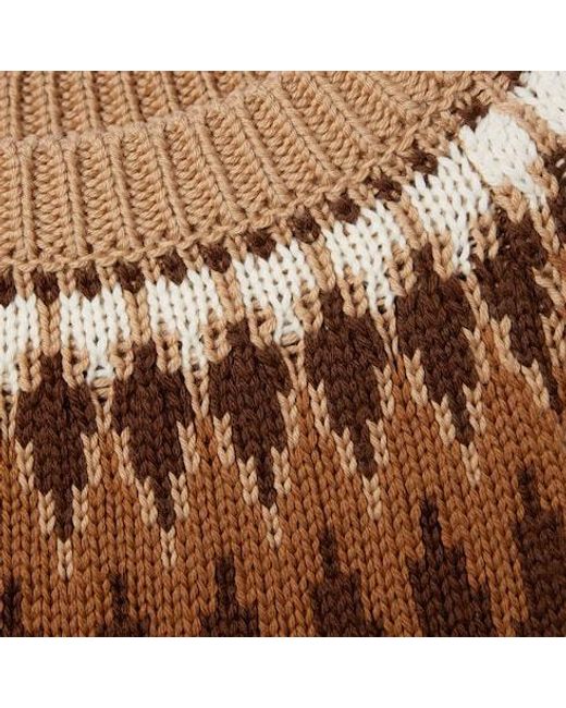Gucci Brown Pattern Intarsia Knit Sweater for men