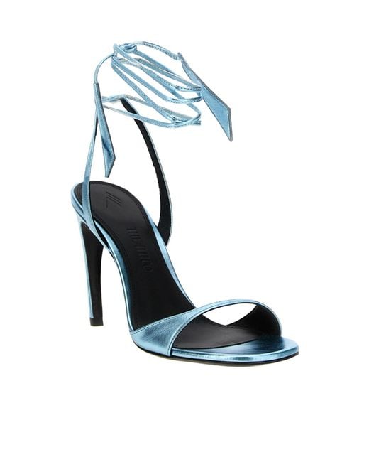 The Attico Blue Ora Laminated Square Toe Sandals