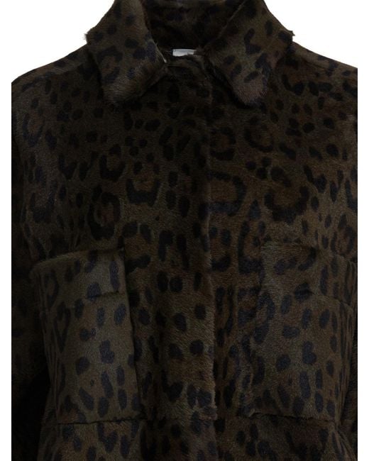 FURLING BY GIANI Black Leopard Pockets Coat
