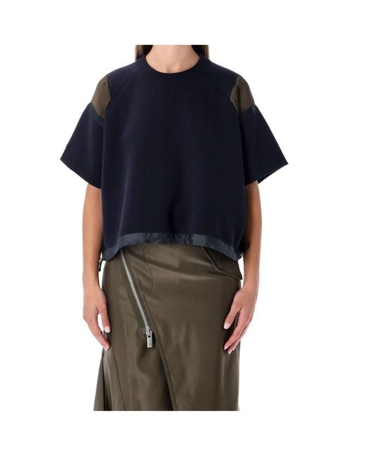 Sacai Blue Drawstring Short Sleeve Top