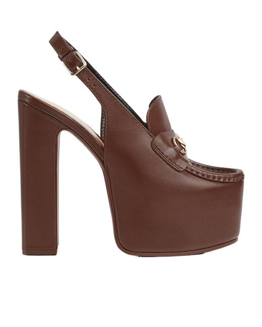 Gucci Brown Horsebit Platform Loafer Slingback