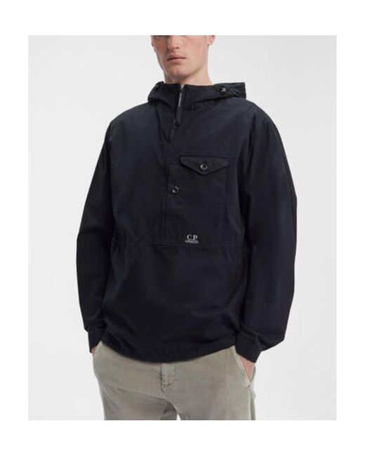 C P Company Blue Embroidered-Logo Utility Windbreaker for men