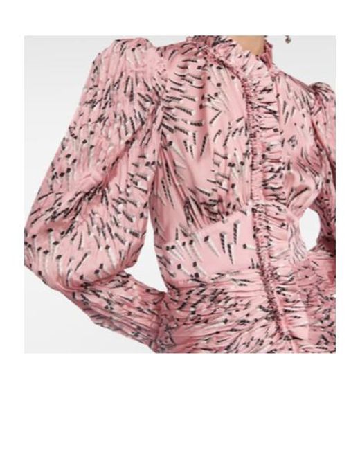 Rabanne Pink Printed Ruched Minidress