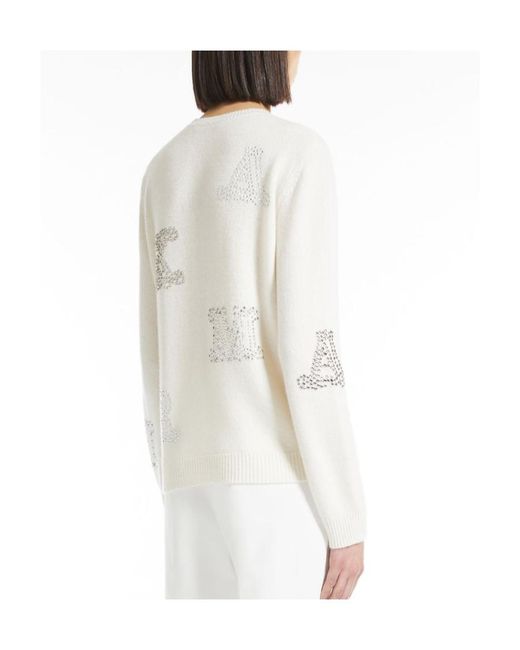 Max Mara White Cashmere Long-Sleeved Sweater