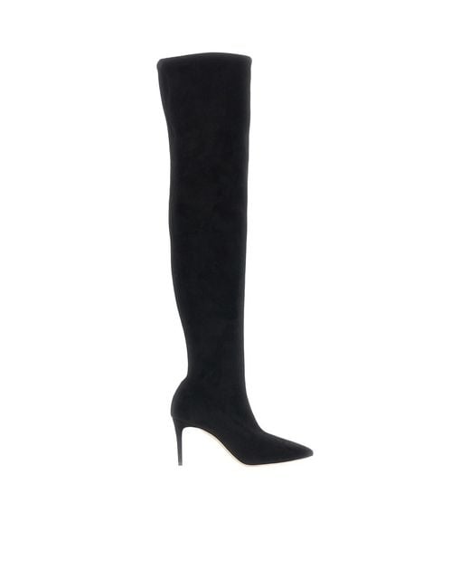 Casadei Black Pointed-Toe Tall Boots