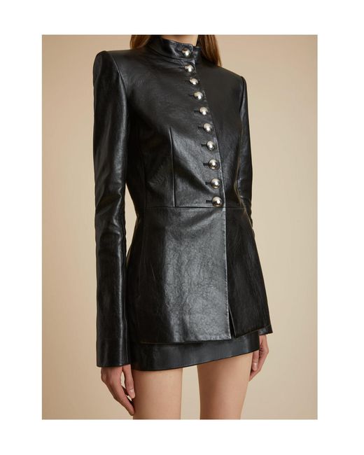 Khaite Black Standing Collar Leather Jacket