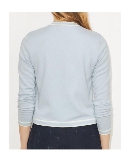 Tory Burch Blue Kendra Crewneck Buttoned Cardigan