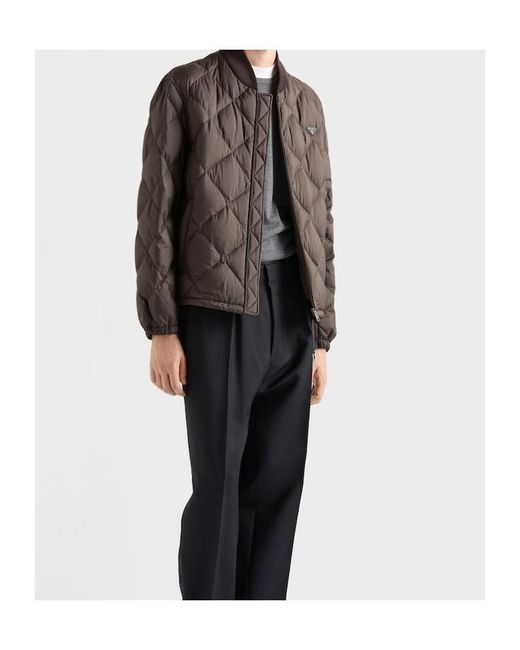 Prada Brown Short Quilted Down Jacket for men