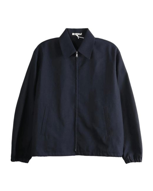 Auralee Blue Hopsack Zip Blouson