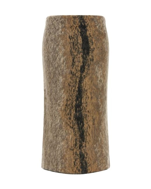 Nude Natural Brushed Abstract-Motif Midi Skirt