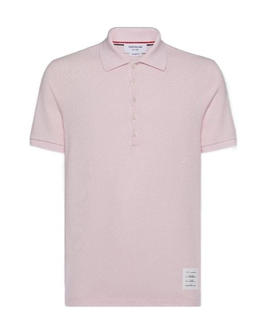 Thom Browne Pink Bar Short-Sleeved Polo Shirt for men