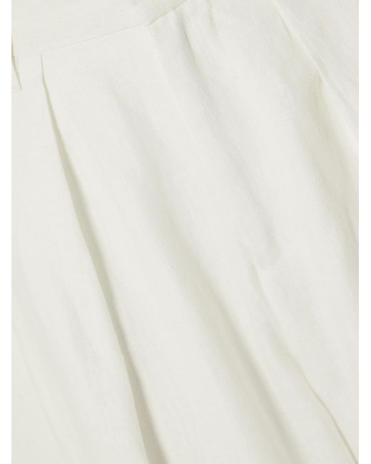 Mara Hoffman White Pleated Hemp Straight-Leg Pants