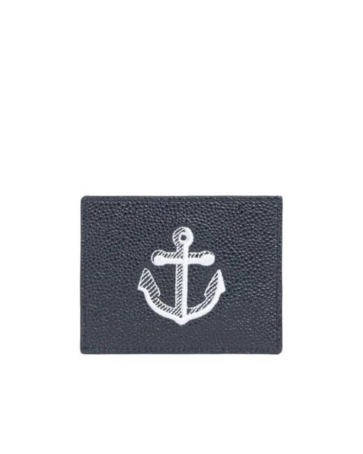 Thom Browne Blue Anchor Embroidered Cardholder for men