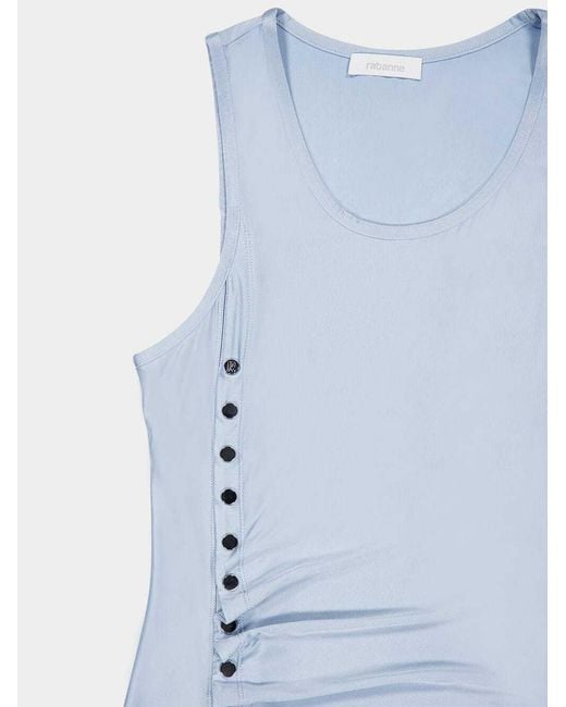 Rabanne Blue Sleeveless Ruched Pression Dress