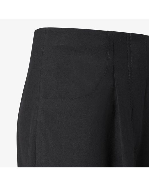 Fendi Black Pleated Wide-Leg Trousers