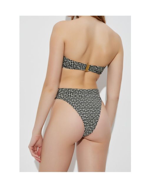 Balmain Black Logo Monogram Two Piece Swimsuit