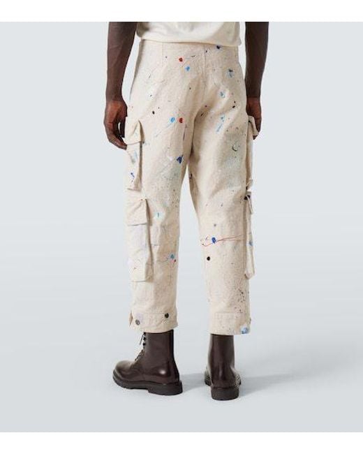 Greg Lauren Natural Printed Cotton Work Pants for men